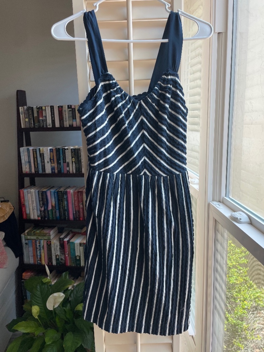 LOFT Navy and white striped mini dress 6 P